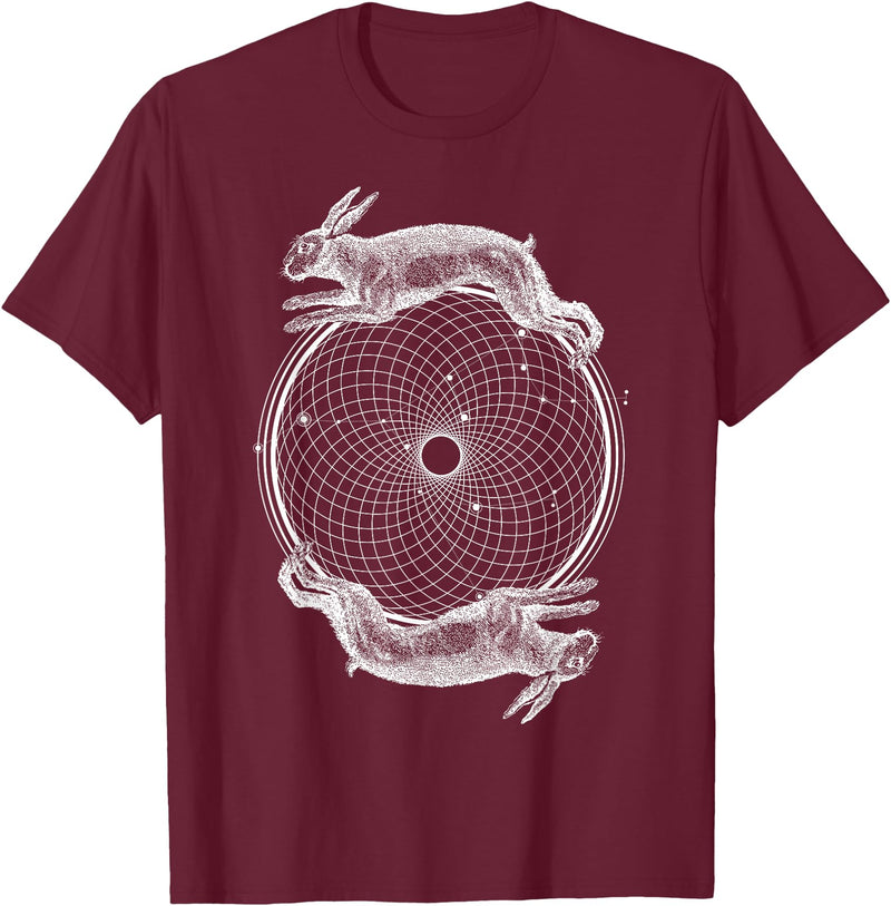 Torus Rabbits - Sacred Geometry T-Shirt in Burgundy