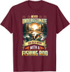 Gift For Grandpa Fisherman Outdoor Nature Lover Never Underestimate an Old Man with A Fishing Rod Scenic Men T-Shirt - Burgundy