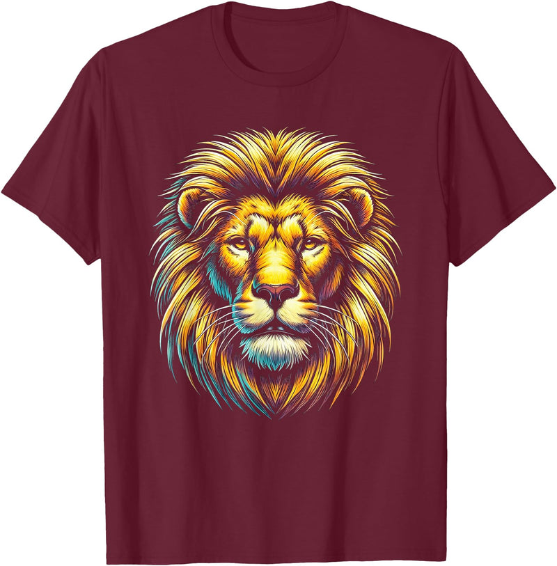 StopLyonLyonCos Co. Gift for Lion Lovers Men Women Kids Calm Relaxed Lion Face T-Shirt - Burgundy