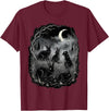 Midnight Woodland Rabbit Art Apparel Graphic Tees Creepy Black Rabbits Moonlit Forest Gothic Horror Halloween T-Shirt -