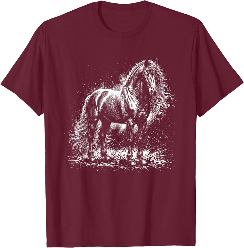 Horse Tee Horse T-Shirt - Straight - Burgundy