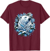 Arctic Polar Bear Winter Snowflakes Christmas Polar Bear Wreath Ice Crystals T-Shirt - Burgundy