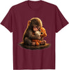 CONLEE Cute Baby Monkey Punch Viral Zoo Japan Design T-Shirt - Burgundy