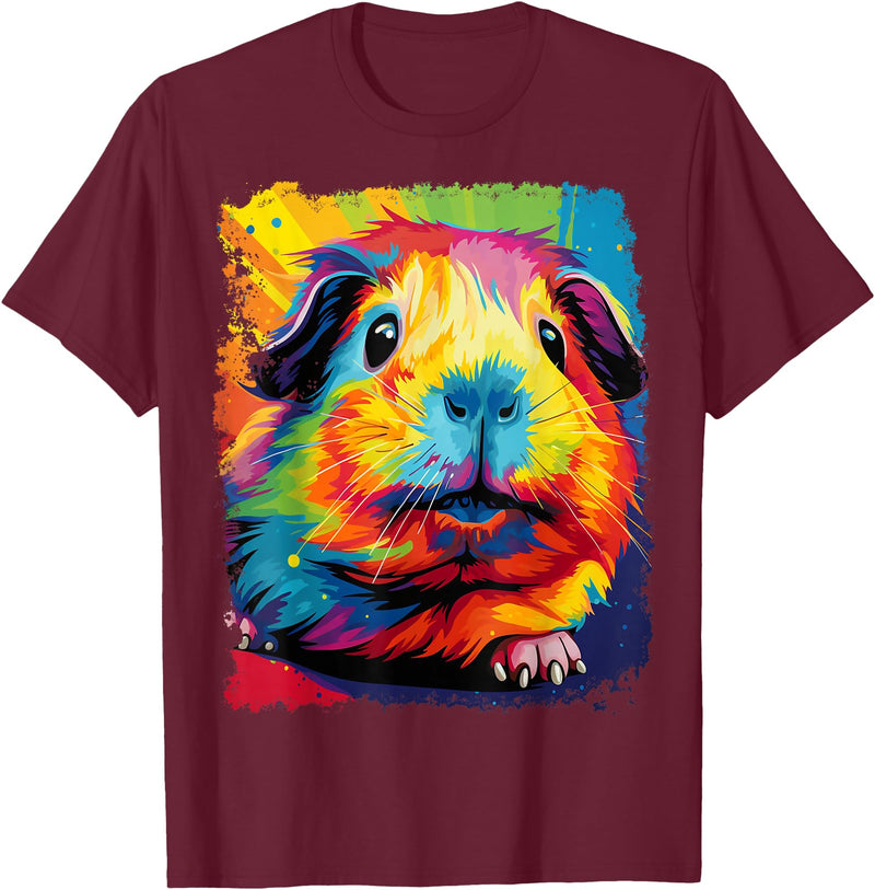PopArt Pet Animal Prints A Guinea Pig T-Shirt - Burgundy