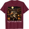 Halloween Tees Kids Women Men I'm Just Here for The Boos Funny Raccoon Pumpkin Halloween T-Shirt - Burgundy