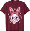 Women Girls Kids Rabbit T-Shirt in Burgundy