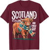 Funny Scottish Highland Cow Scotland is Calling and I Must go Scottish Highland Cow T-Shirt - Burgundy