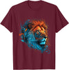 Teexpression Roaring Colors - Lion Graphic Design with a Vibrant Twist T-Shirt Small - Burgundy