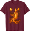 Bunny Howling to the Moon Vintage 90s Moon Wildlife Rabbit T-Shirt in Burgundy