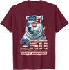 Patriotic Bear Freedom Anniversary Celebration Polar Bear 250 Years of Independence Patriotic America 1776 T-Shirt - Burgundy