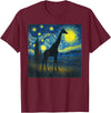 Giraffe Lovers Gifts Women Men youth Kids boys Starry Night Van Gogh Giraffe Animal Funny Graphic T-Shirt - Burgundy