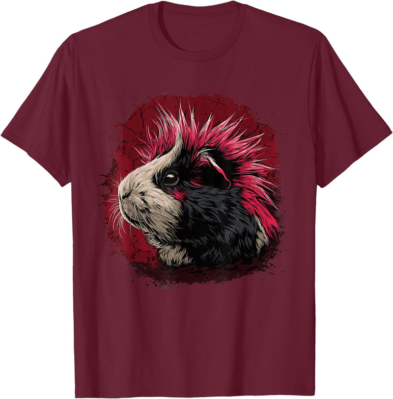 Guinea pig pet love Guinea Pig Punk T-Shirt - Burgundy
