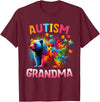 Colorful Rainbow Family Bear Autism Awareness Autism Grandma Colorful Rainbow Grandma Bear Autism T-Shirt - Burgundy
