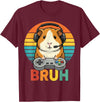 Gamer Guinea Pig Bruh Vintage Gaming For Boys Kids Gaming Guinea Pig Bruh Retro Guinea Pig Gamer Bruh Kids Boys T-Shirt - Burgundy