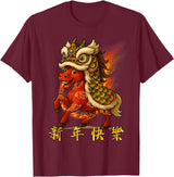 Chinese New Year of Fire Horse 2026 Funny Tee Year of The Fire Horse Zodiac Funny Chinese New Year 2026 T-Shirt - Burgundy
