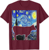 Funny Cow Van Gogh Famous Painting Cow Starry Night Van Gogh Funny Cow Farmer T-Shirt - Burgundy