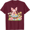 Easter Pig Easter Bunny Ears Graphic Pig Easter Pig Bunny Ears Graphic T-Shirt - Burgundy