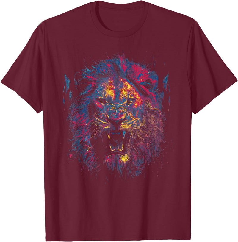 Angry Lion Co. Lion Of Judah African Animal Israelite Reggae Lion T-Shirt - Burgundy