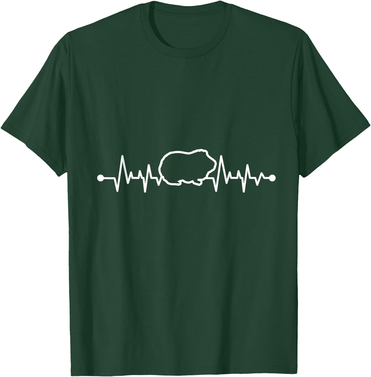 Animal Tee & Guinea Pig Animal Furry Potato Heartbeat Guinea Pig T-Shirt - Dark Green