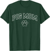 Pig Mom Typography Design Pig Mom Funny Athletic Lettering Pet Owner Mama T-Shirt - Dark Green