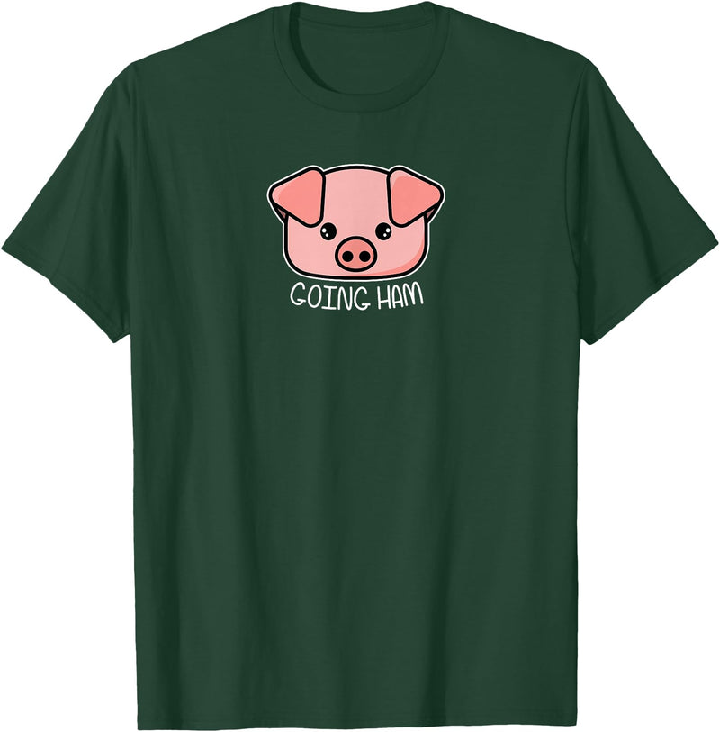 Funny Video Game Clothing Gifts for Gamers Going Ham - Funny Gamer and BBQ Chef Pig Gift T-Shirt - Dark Green