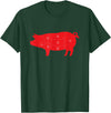Carnivore Grilling Gifts For Butchers Pig Cuts Pork Chops Bacon Butt Butcher Costume Pigs Diagram T-Shirt - Dark Green