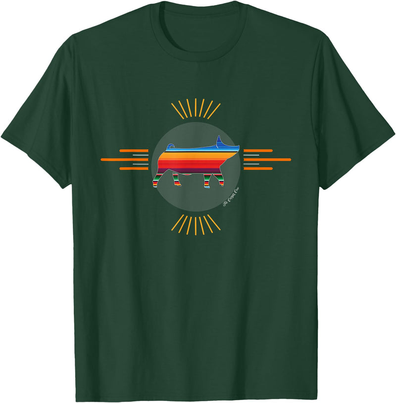 Copper Cow Serape Show Pig Livestock T-Shirt - Dark Green