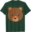 Fun And Cute Animal T-Shirts Bear Face Costume Shirt Funny And Cute Animal Tee T-Shirt - Dark Green