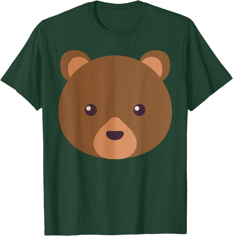 Fun And Cute Animal T-Shirts Bear Face Costume Shirt Funny And Cute Animal Tee T-Shirt - Dark Green