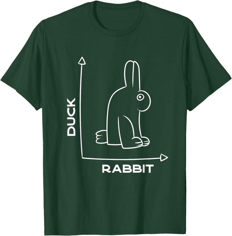 Duck - Rabbit - Funny - Joke - Bunny - Optical Illusion -Pun T-Shirt in Dark Green