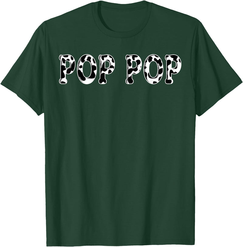 Cow Pattern Print Family Matching Birthday Apparel Cow Pop Pop Birthday Family Matching Girl Boy Farm Birthday T-Shirt -