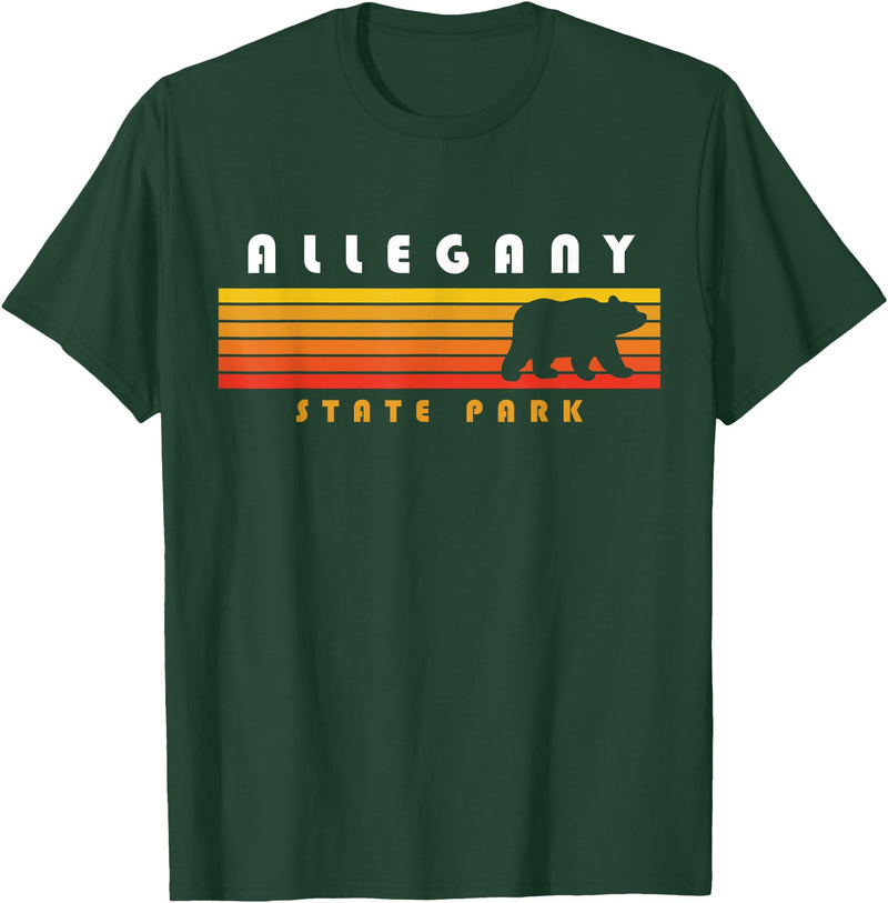 Allegany State Park Hiking Allegany State Park Camping New York Bear Retro T-Shirt - Dark Green