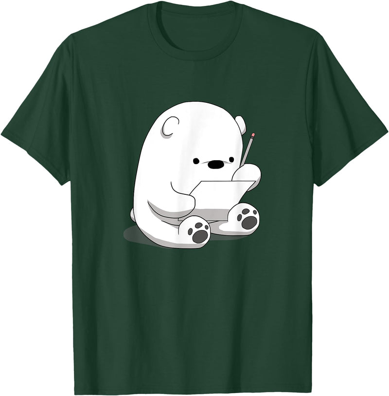 BoredKoalas Polar Bear Cartoon Fluffy Polar Bear Cute Arctic Animal Girls Gift T-Shirt - Dark Green