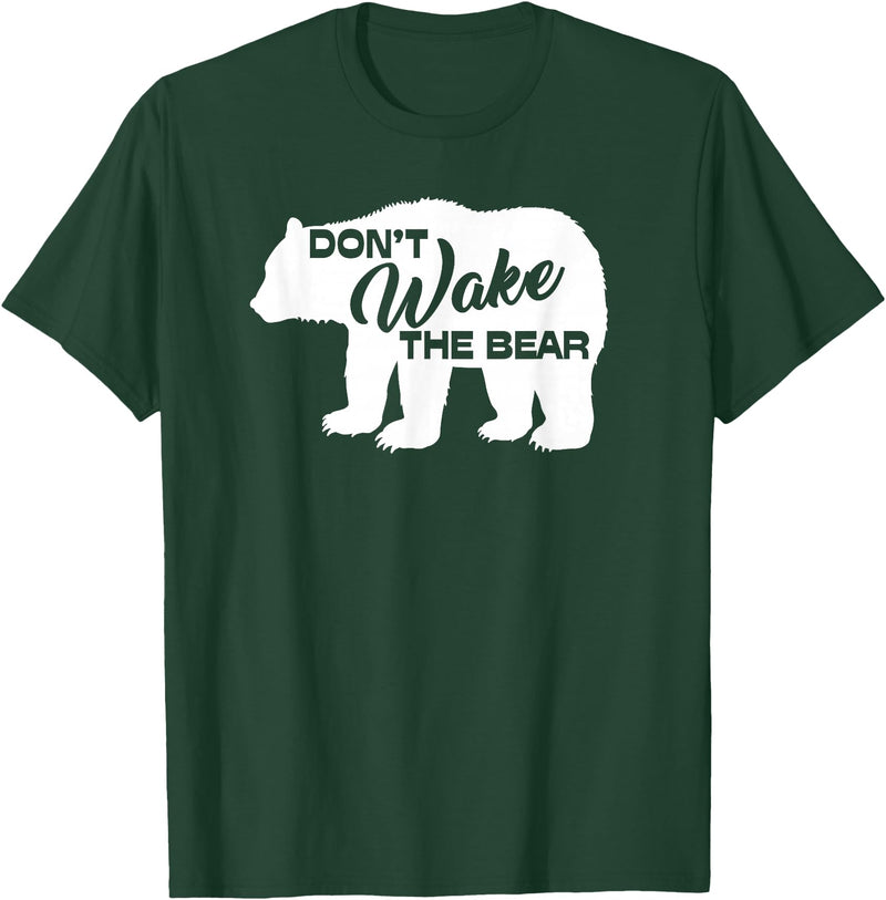 Don't Wake The Bear Hibernate Designs Don't Wake The Bear Funny Bear Silhouette Graphic Sleeping T-Shirt - Dark Green