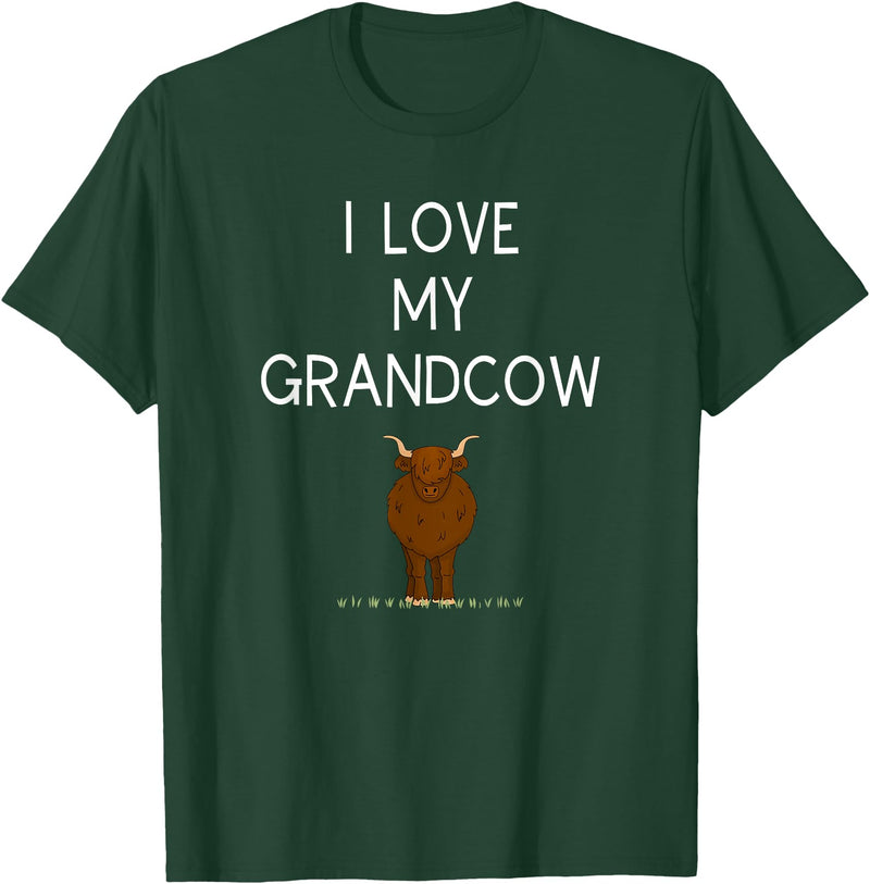 Best Pet Grandparents Ever I Love My Grand Cow Funny Highland Cow Lover Grandma Grandpa T-Shirt - Dark Green