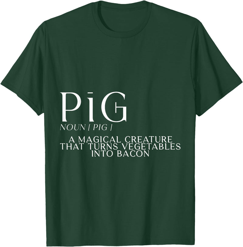 Bacon FH Pig, A Magical Creature That Turns Vegetables Into Bacon --- T-Shirt - Dark Green