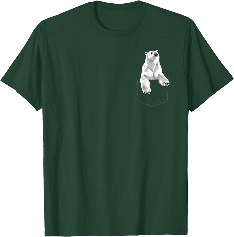 Polar Bear Gift Polar Bear Accessories & Stuff Cute Polar Bear For Men Women Kids Pocket Animal Zookeeper T-Shirt - Dark Green