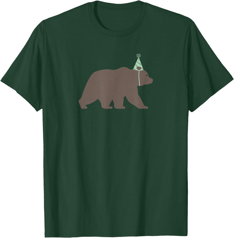 Birthday Animalz Bear Birthday T-Shirt, Kids Animal Birthday Shirt T-Shirt - Dark Green
