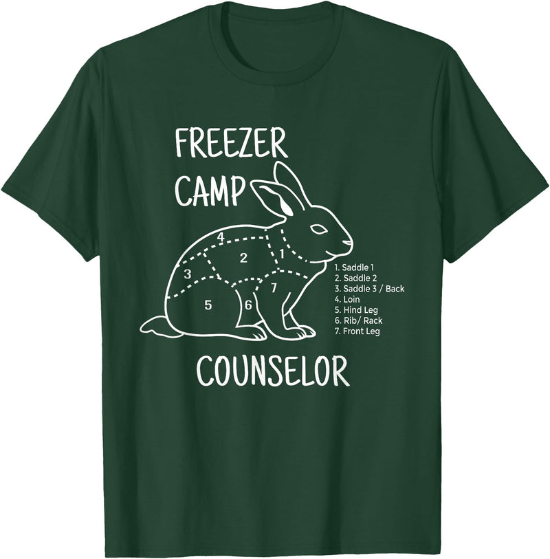 Freezer Camp Rabbit Meat - Funny Homestead and Hunter T-Shirt in Dark Green