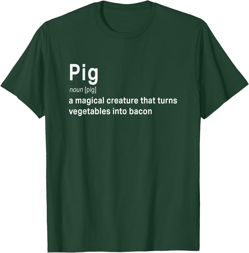 Best Top Pig Definition Quote Pun T-shirts Best Hilarious Pig and Bacon Definition Funny Gift T-Shirt - Dark Green