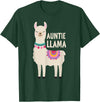Family Matching Llama Birthday Auntie Llama Aunt Of The Birthday Llama Party Family T-Shirt - Dark Green