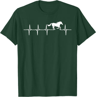 Heartbeat Horse Lover Gifts Women Men Girls Gifts Horse Lover Gifts Heart EKG Heartbeat Pulseline Cardiology T-Shirt - Dark Green