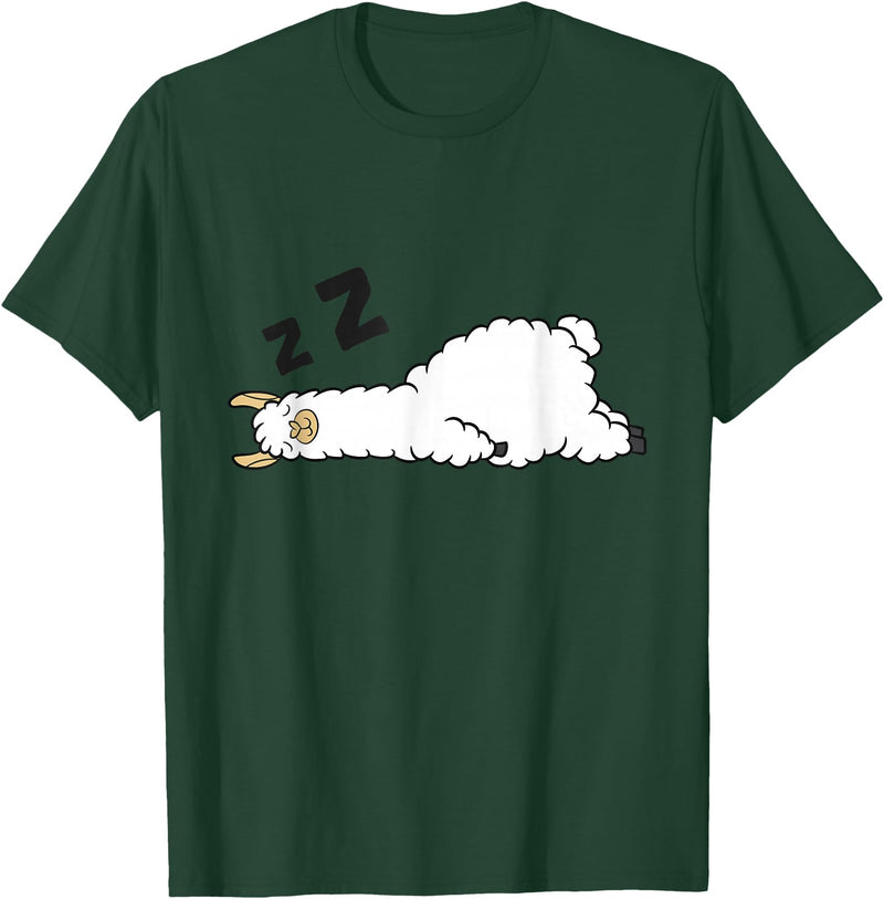 Sleeping Animals Tees And Gifts Llama Sleeping Tired Llama Napping Llama T-Shirt - Dark Green