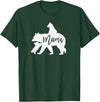 Artsy Mommy Bear Silhouette Nature Family Gifts Mama Bear 2 Baby Bear Cubs Playing Riding on Back T-Shirt - Dark Green