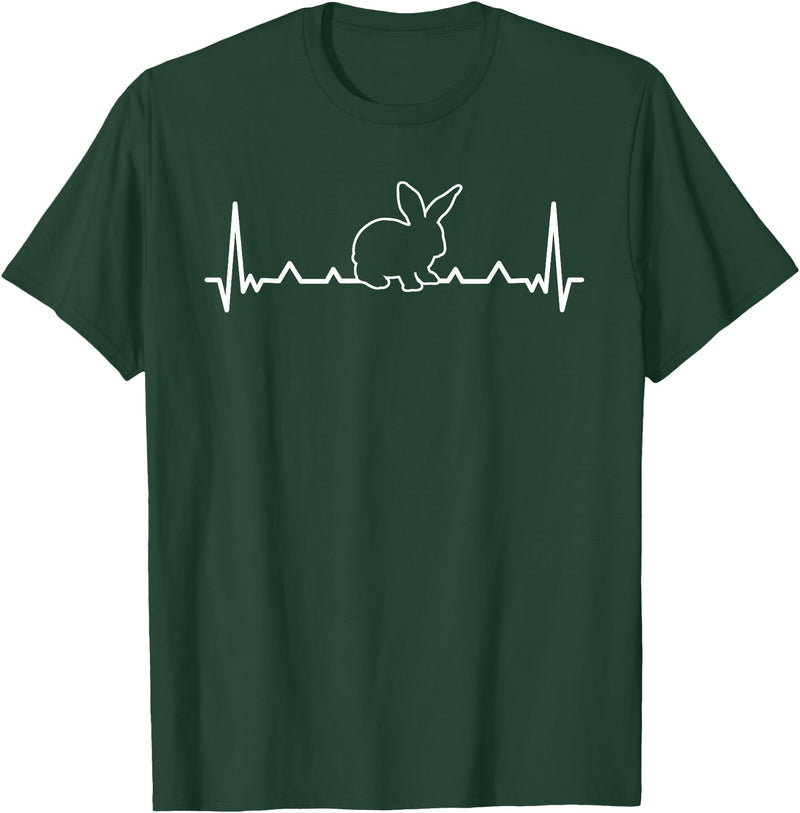 Rabbit Hearbeat Bunny Lover Pet Bunnies Owner Easter T-Shirt in Dark Green