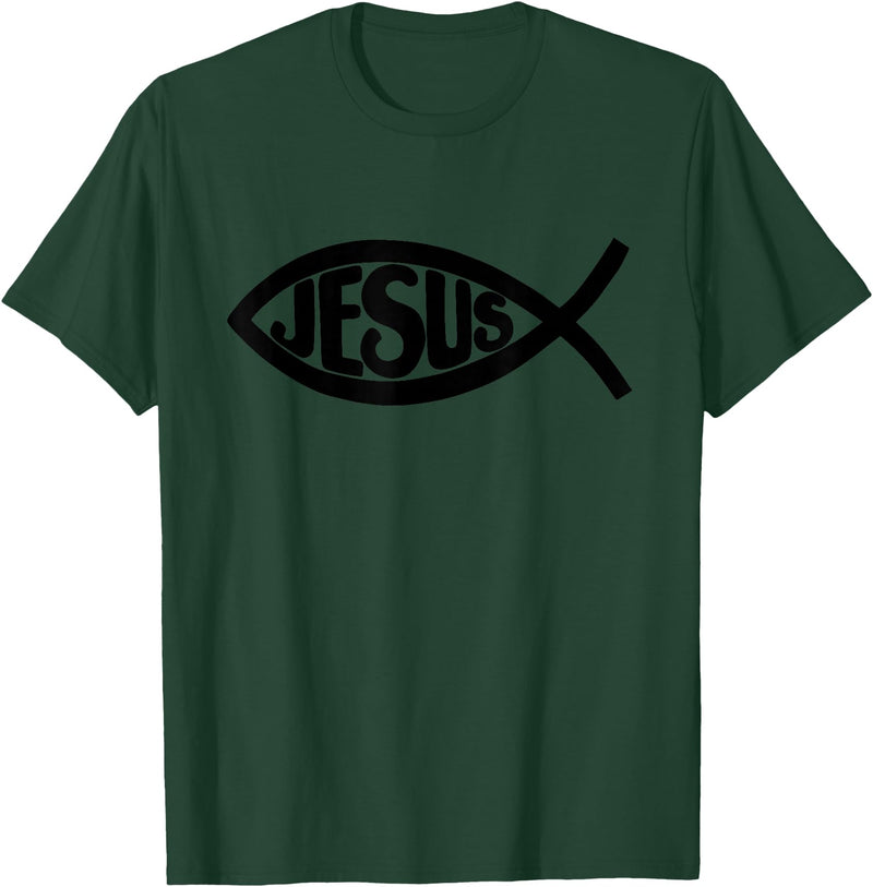True Believing Christian Tees Jesus Fish T-Shirt - Dark Green