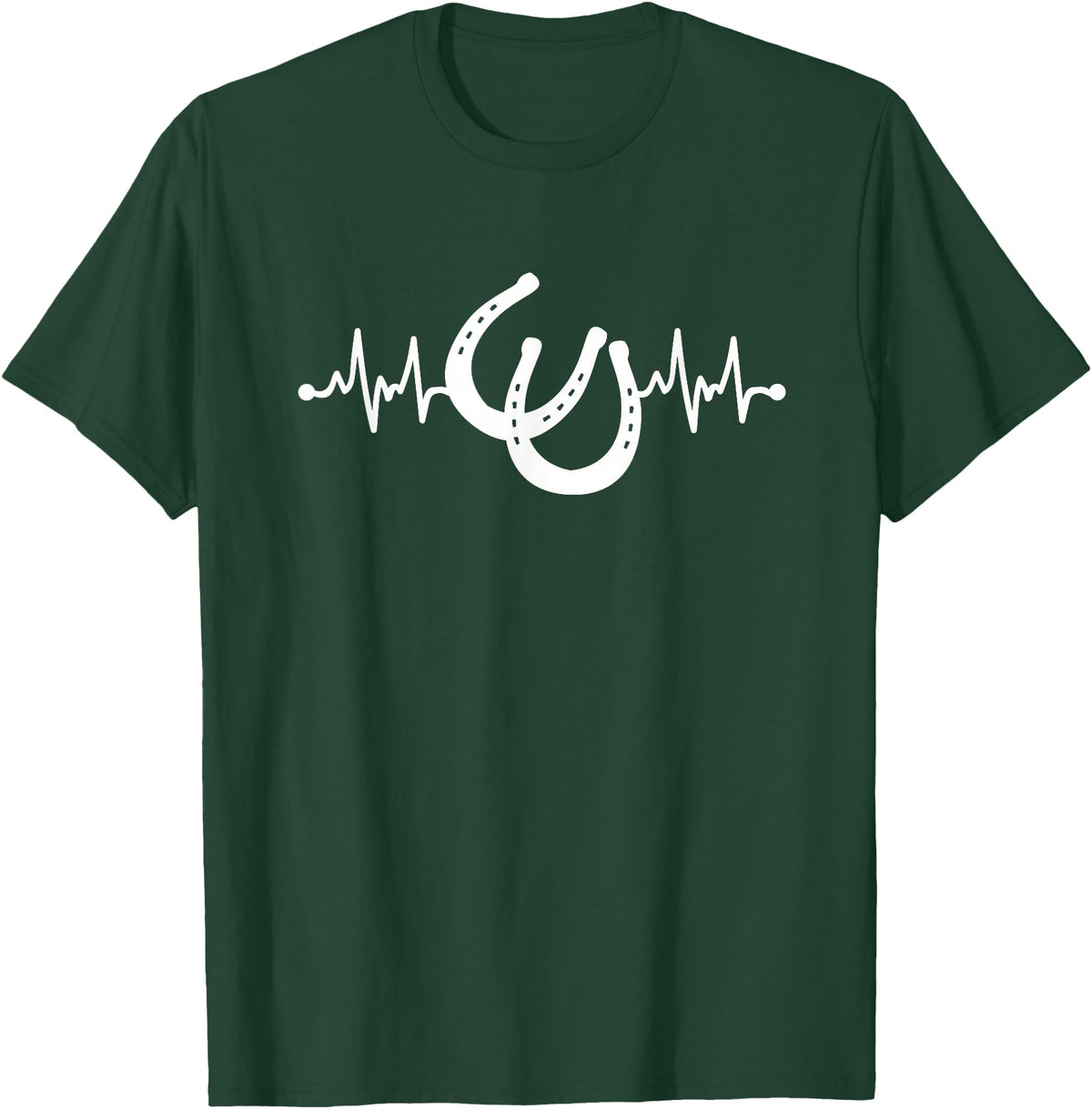 Horseshoe Horse Heartbeat Apparel Heartbeat Horse Lover Clothing - Horse Heartbeat T-Shirt - Dark Green