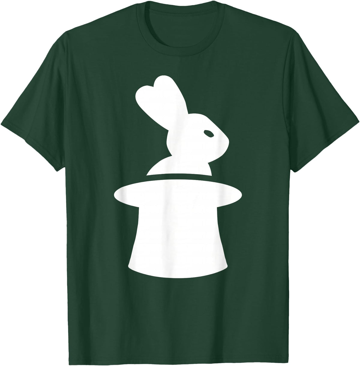 Wizard with Hat and Rabbit T-Shirt in Dark Green