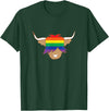 Ayeland co Cute Gay Pride Shirt LGBT flag scottish highland cow t shirt T-Shirt - Dark Green