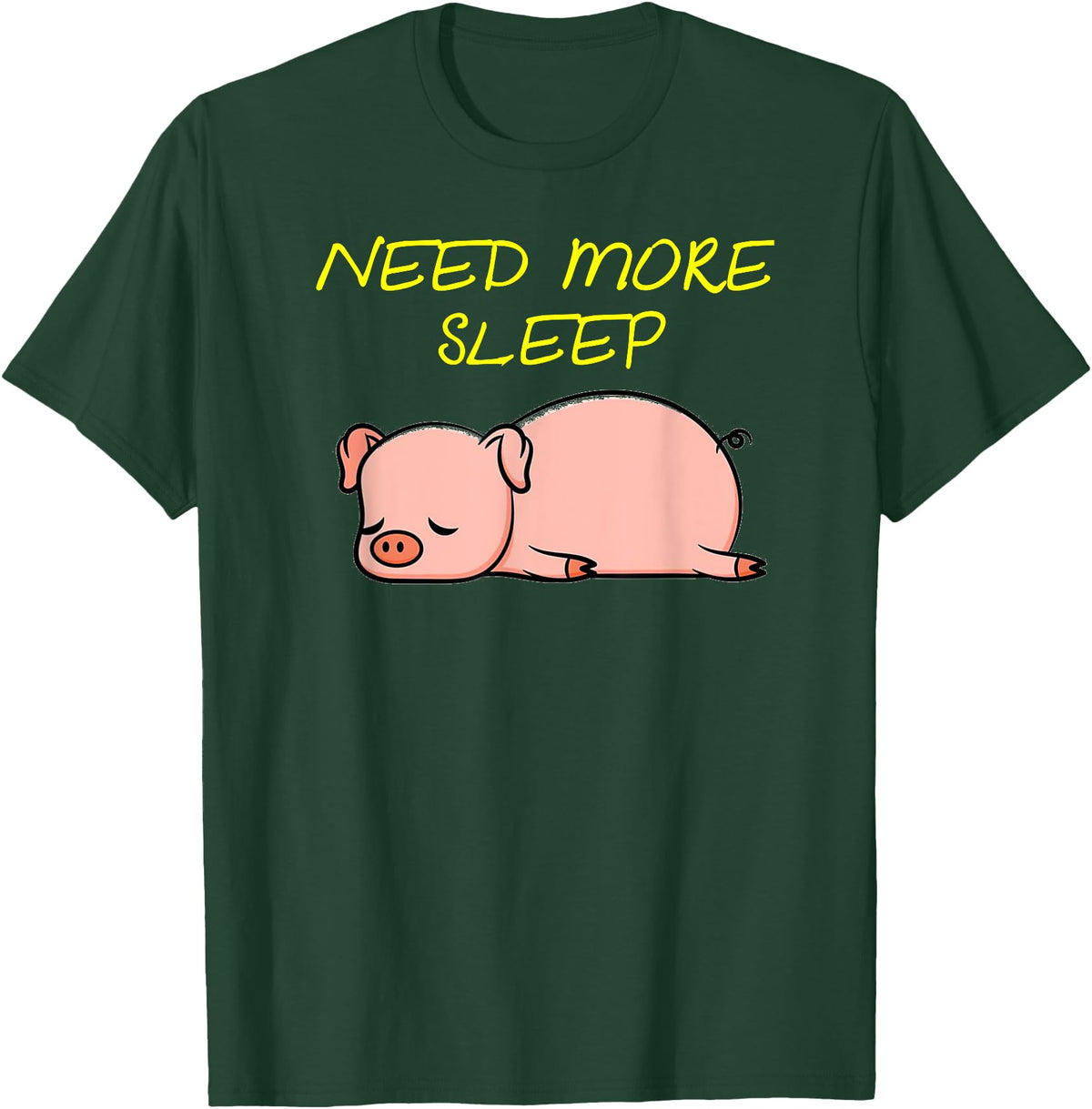 Cute Animal Pyjama Sleep Bed Outfits Funny Sleeping Pig Pajama Design for Bedtime T-Shirt - Dark Green